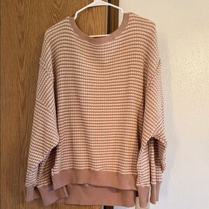 American Eagle Outfitters Beige Waffle Knit Sweater